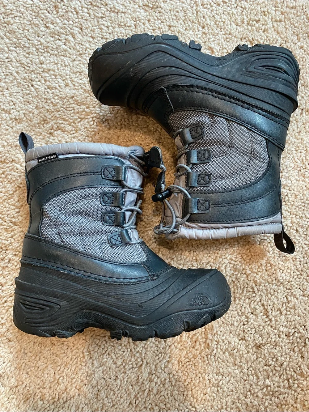 The North Face Kids Black and Gray Waterproof Snow Boots